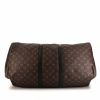 Borsa da viaggio Louis Vuitton Keepall 55 cm in tela monogram marrone e pelle nera - Detail D5 thumbnail