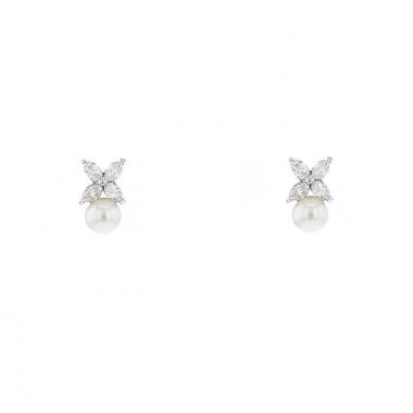Pendientes Tiffany & Co Victoria en platino,  perlas y diamantes
