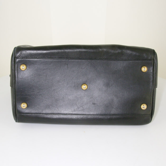 Bolso bandolera Saint Laurent Duffle modelo mediano en cuero negro - Detail D5