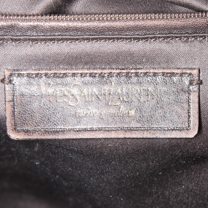 Borsa a spalla Saint Laurent Bohème in camoscio marrone e pelle marrone - Detail D4