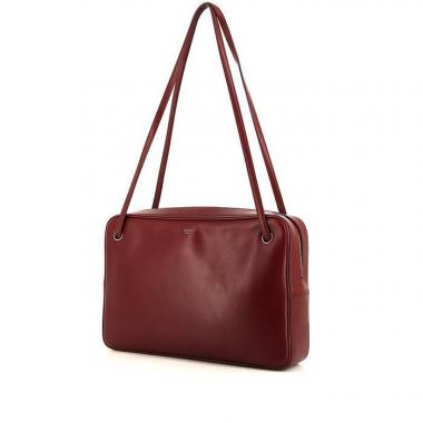 Bolso de mano Celine Side Lock en cuero box color burdeos