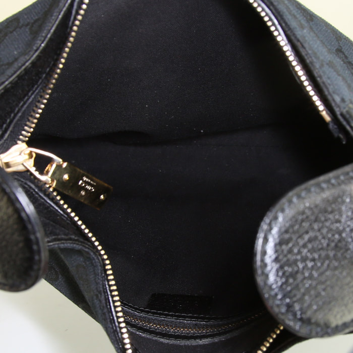 Bolso de mano Gucci en lona Monogram negra y cuero negro - Detail D2