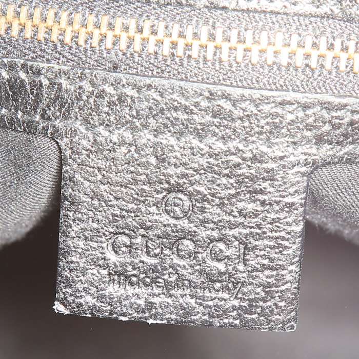 Sac à main Gucci en toile monogram noire et cuir noir - Detail D3