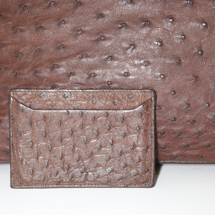 Prada handbag in brown ostrich leather - Detail D5