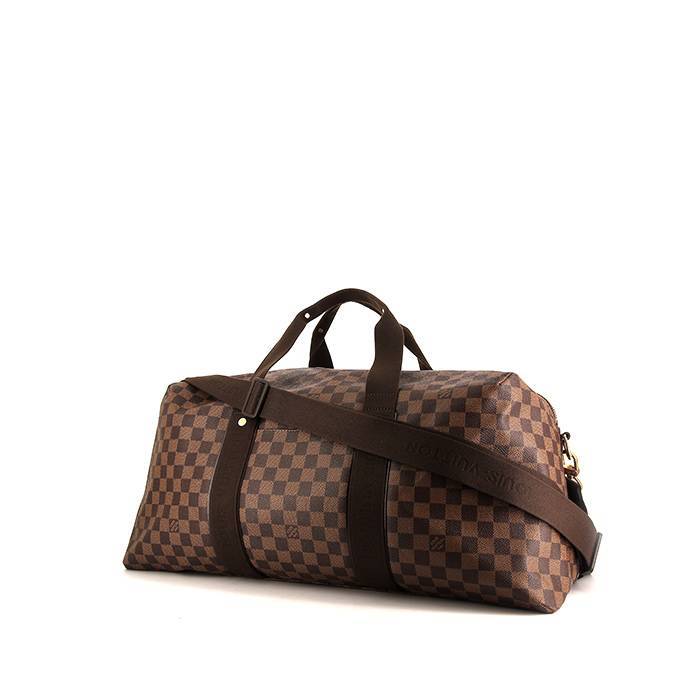 Borsa da viaggio Louis Vuitton Weekender Beaubourg in tela cerata con motivo a scacchi marrone e pelle lucida marrone