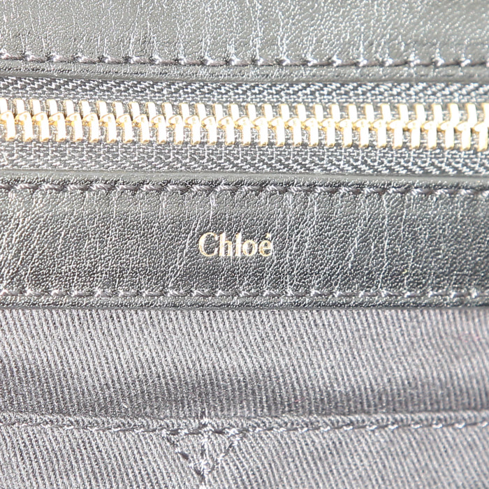 Bolso de mano Chloé Alice modelo grande en ante azul y cuero negro - Detail D3