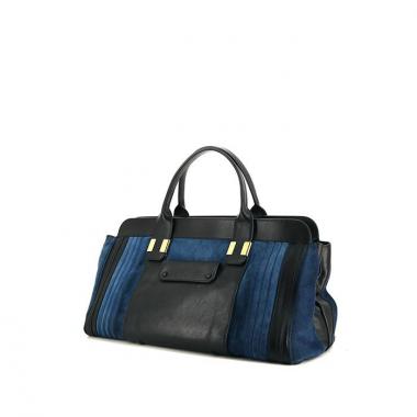 Bolso de mano Chloé Alice modelo grande en ante azul y cuero negro
