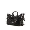 Shopping bag Ralph Lauren in pelle nera con decori geometrici e tela nera - 00pp thumbnail