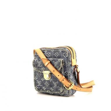Borsa a tracolla Louis Vuitton Baggy modello piccolo in tela denim monogram blu e pelle naturale