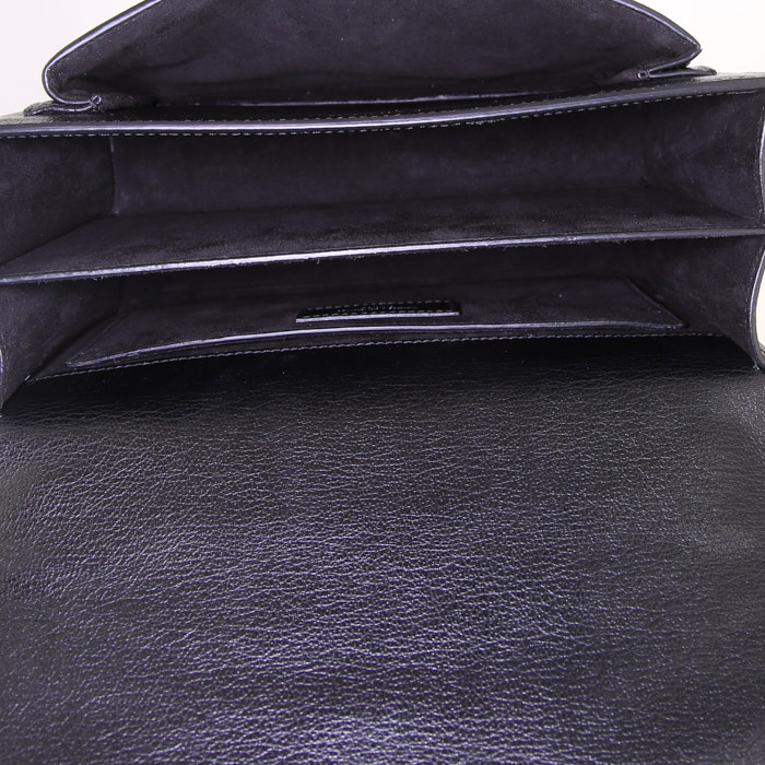 Bolso bandolera Saint Laurent Sunset en cuero granulado negro - Detail D3