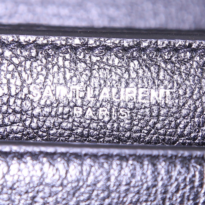 Sac bandoulière Saint Laurent Sunset en cuir grainé noir - Detail D4