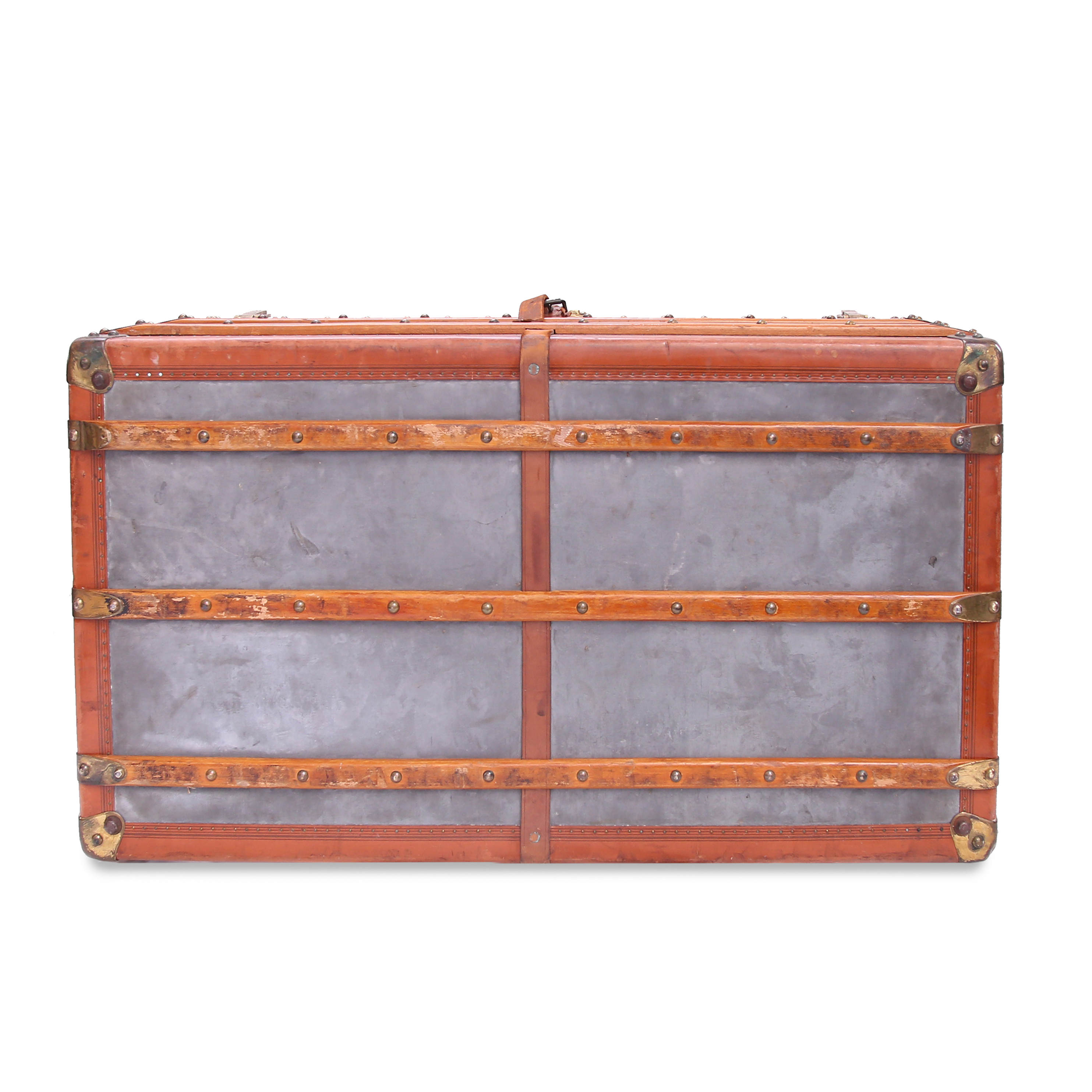 Goyard mail trunk in Goyard canvas and brown lozine (vulcanised fibre) - Detail D2