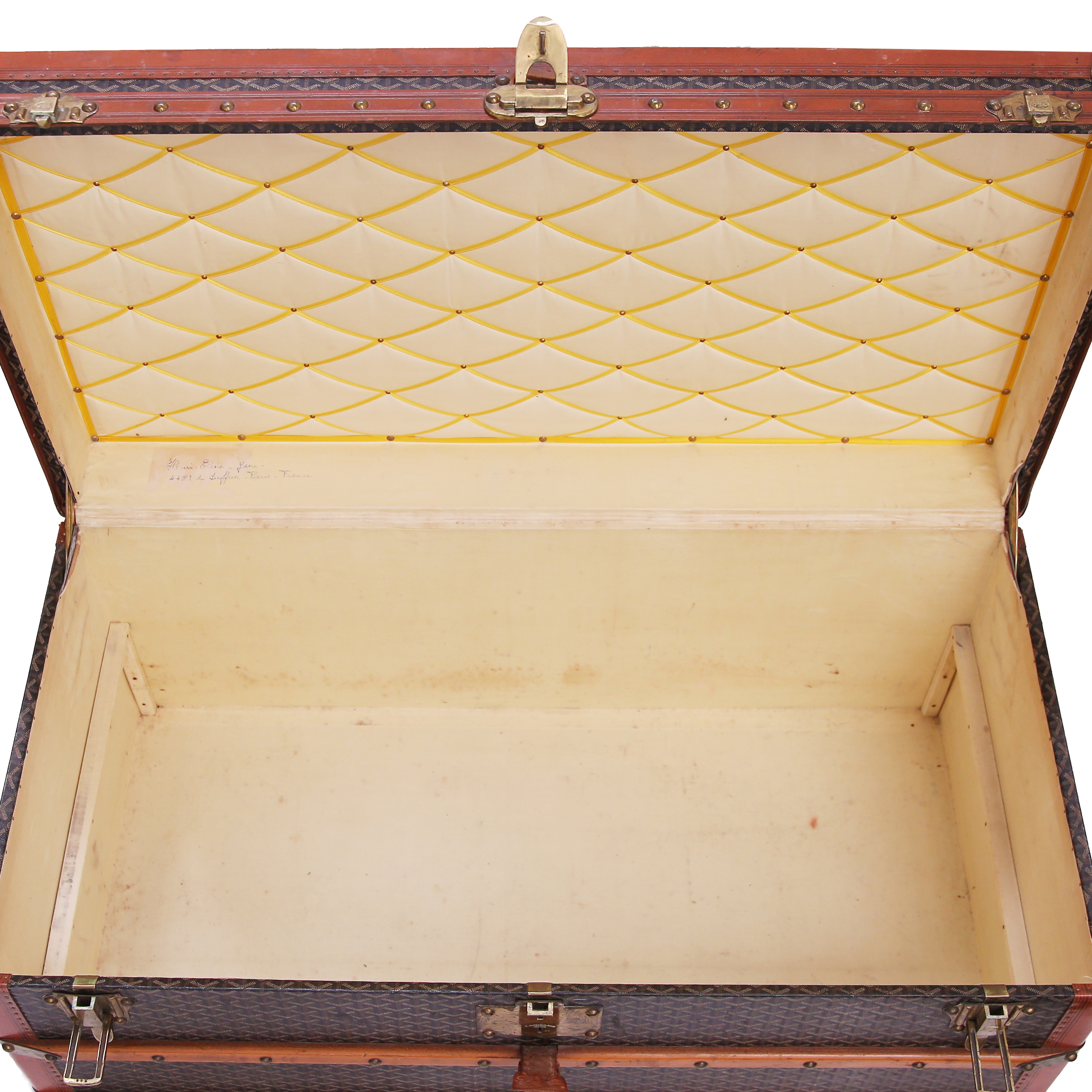 Goyard mail trunk in Goyard canvas and brown lozine (vulcanised fibre) - Detail D3