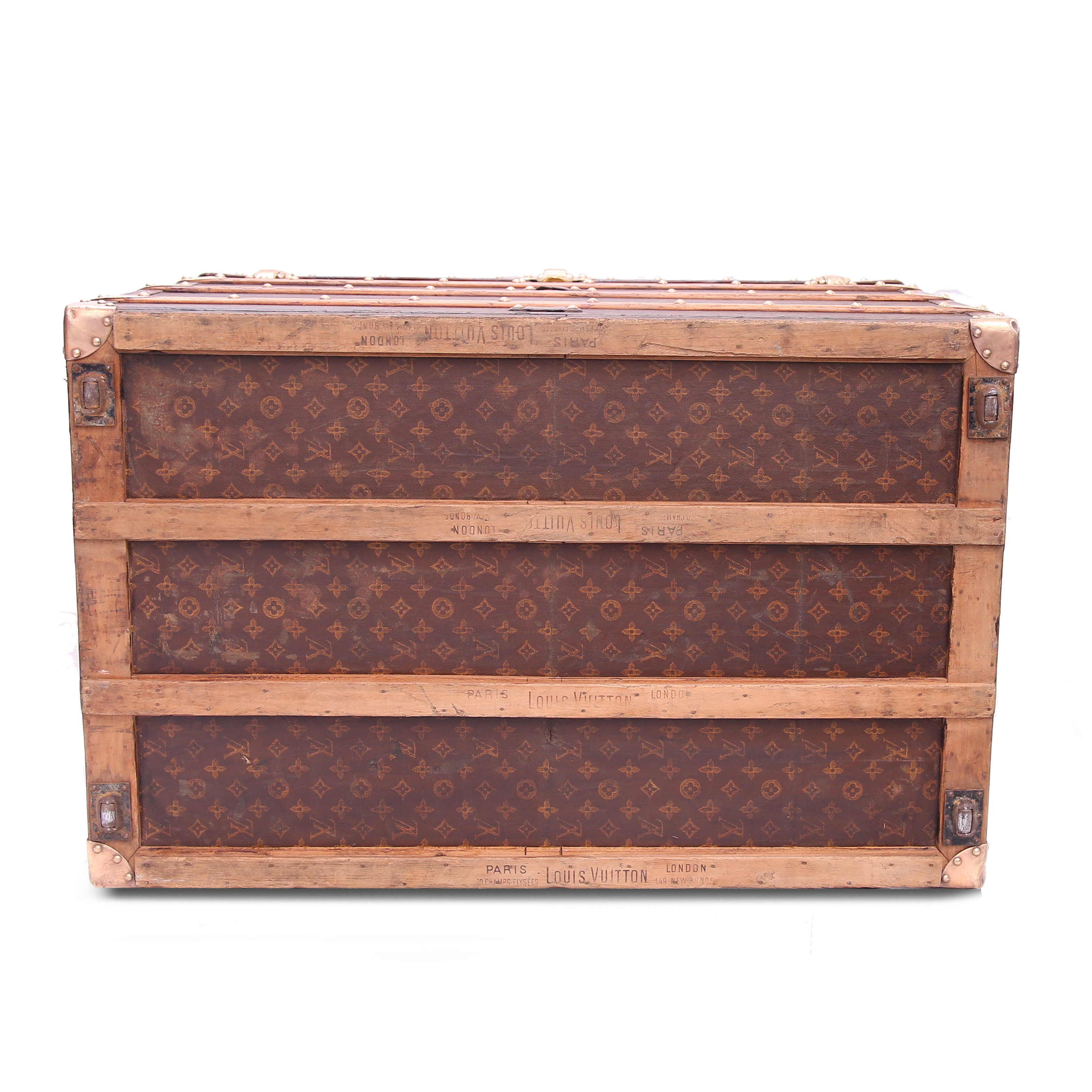 Malle Louis Vuitton Courrier en toile monogram et cuir naturel - Detail D2
