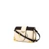 Prada Cahier shoulder bag in cream color and black leather - 00pp thumbnail