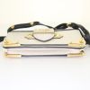 Prada Cahier shoulder bag in cream color and black leather - Detail D4 thumbnail