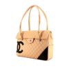 Chanel Cambon large model shopping bag in beige and black quilted leather - 00pp thumbnail