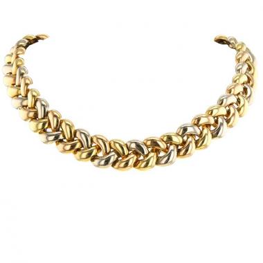 Flexible Poiray Tresse necklace in white gold,  yellow gold and pink gold Flexible Poiray Tresse necklace in white gold,  yellow gold and pink gold