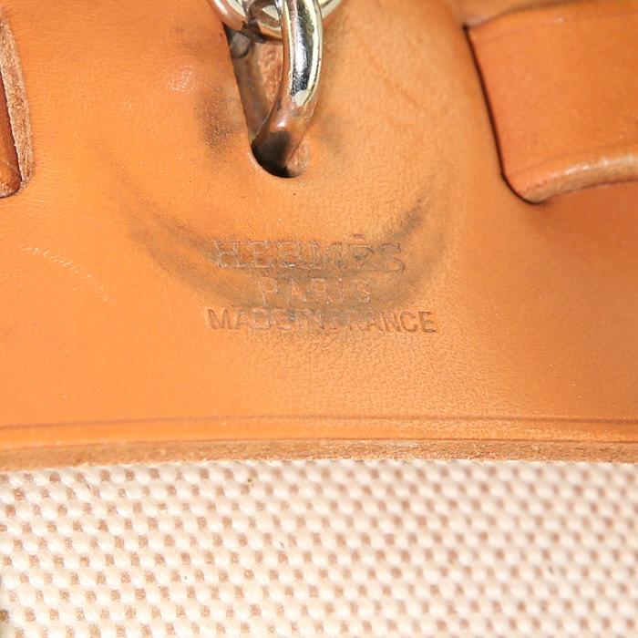 Borsa Hermes Herbag in tela beige e pelle naturale - Detail D3