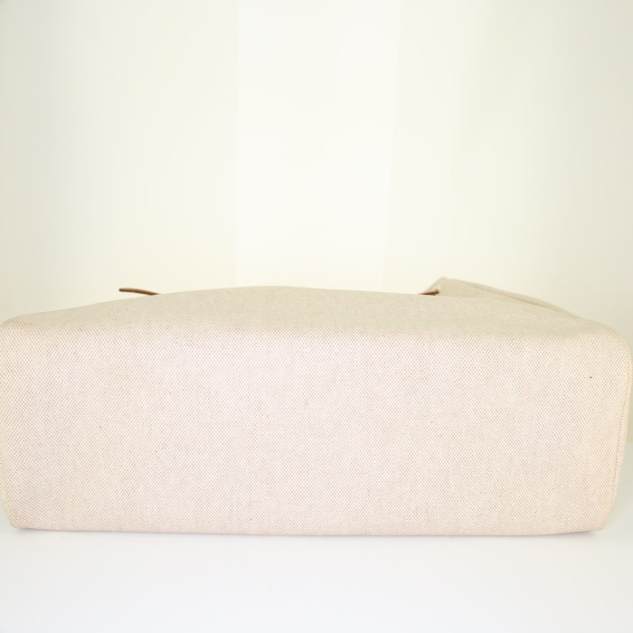 Borsa Hermes Herbag in tela beige e pelle naturale - Detail D4