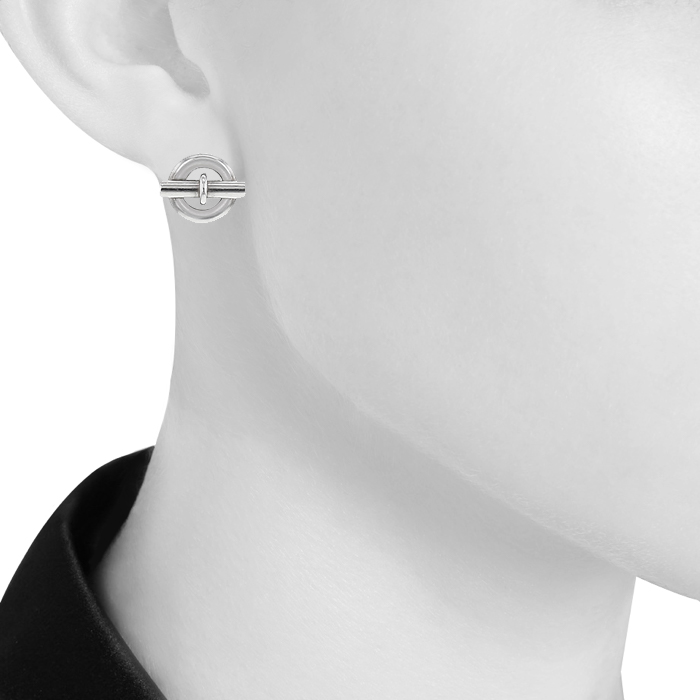 Paire de boucles d'oreilles Hermes Chaine d'Ancre en argent