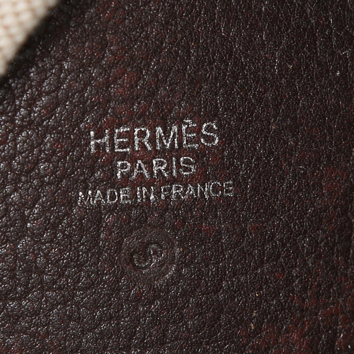 Sac à dos Hermès Matelot en toile beige et cuir marron - Detail D3