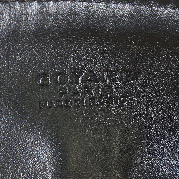 Goyard Voltaire shopping bag in black monogram canvas and black leather - Detail D4