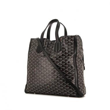 Shopping bag Goyard Voltaire in tela monogram nera e pelle nera