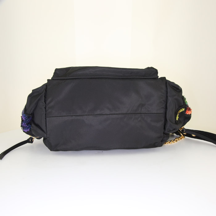 Burberry backpack in black canvas and brown leather - Detail D4