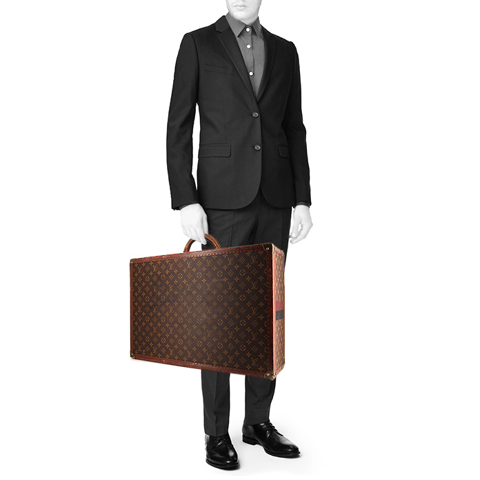 Valise Louis Vuitton Bisten 60 cm en toile monogram et cuir naturel - Detail D1