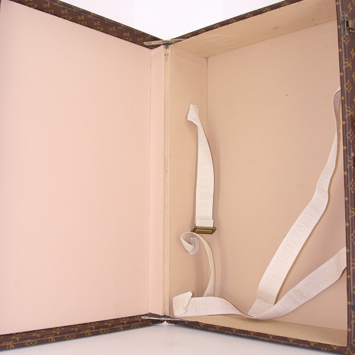 Valise Louis Vuitton Bisten 60 cm en toile monogram et cuir naturel - Detail D2