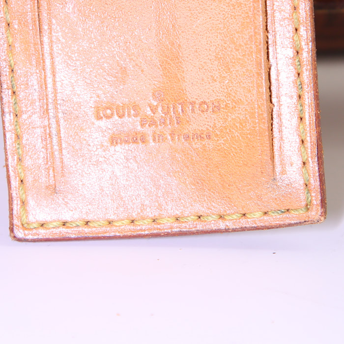 Valise Louis Vuitton Bisten 60 cm en toile monogram et cuir naturel - Detail D3