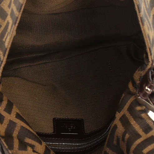 Borsa Fendi in tela siglata marrone e pelle marrone - Detail D2