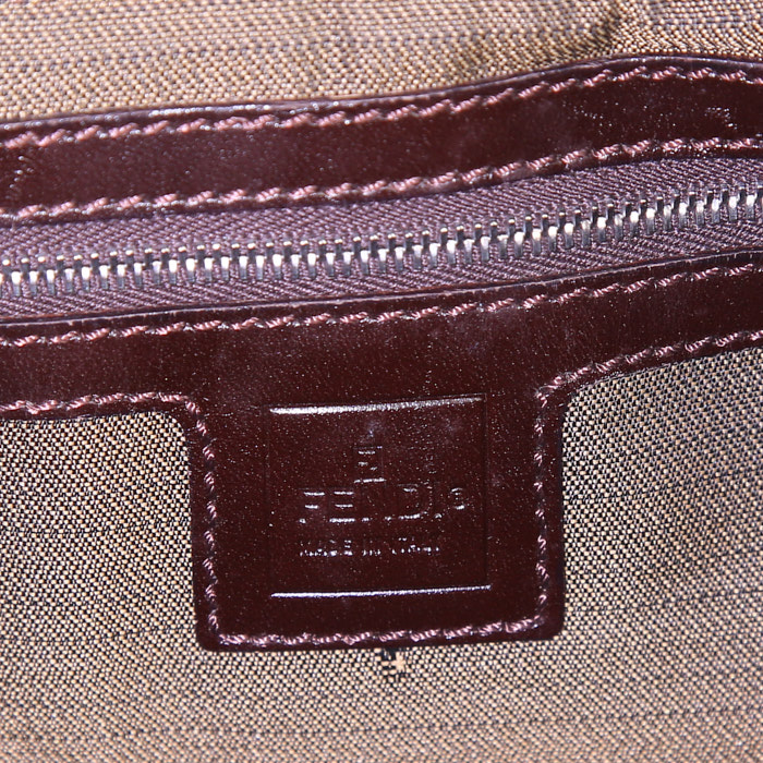 Fendi handbag in brown logo canvas and brown leather - Detail D3