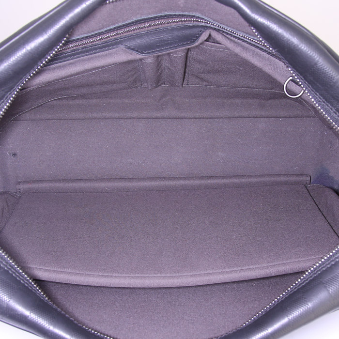 Porte-documents Louis Vuitton Voyage en cuir gris anthracite - Detail D2