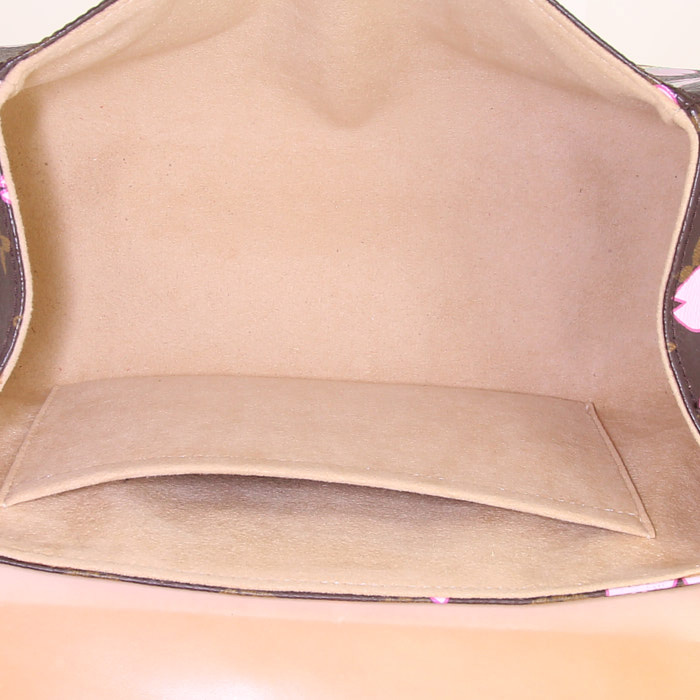 Louis Vuitton Editions Limitées Cherry Blossom Retro handbag in brown monogram canvas and natural leather - Detail D2