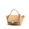 Celine Trapeze large model handbag in beige leather and beige suede - 00pp thumbnail