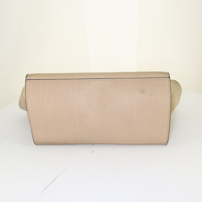 Borsa Celine Trapeze modello grande in pelle beige e camoscio beige - Detail D5