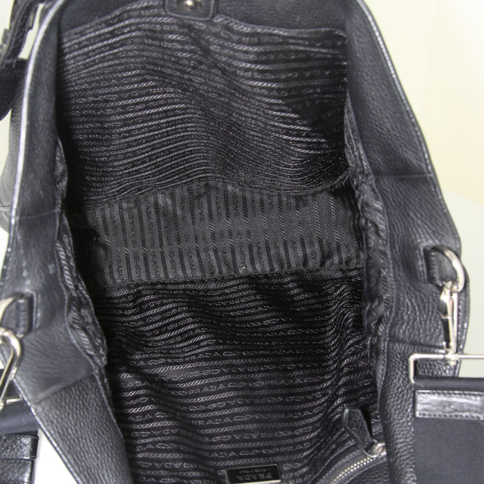 Sac cabas Prada Daino en cuir noir - Detail D3