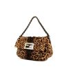 Fendi Big Mama bag worn on the shoulder or carried in the hand in leopard foal and black leather - 00pp thumbnail