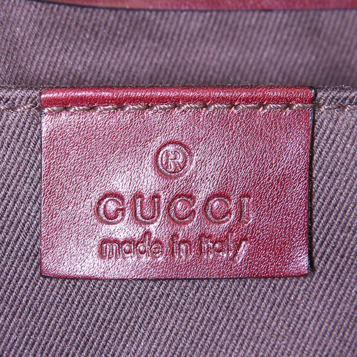 Bolsito de mano Gucci Mors en lona Monogram gris y cuero marrón - Detail D3