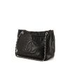 Chanel Soft CC shopping bag in black glittering leather - 00pp thumbnail