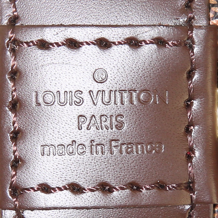 Louis Vuitton Alma BB shoulder bag in brown damier canvas and brown leather - Detail D4