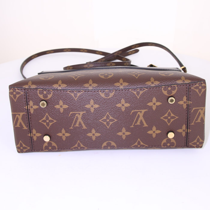 Sac bandoulière Louis Vuitton One Handle en toile monogram marron et cuir noir - Detail D5