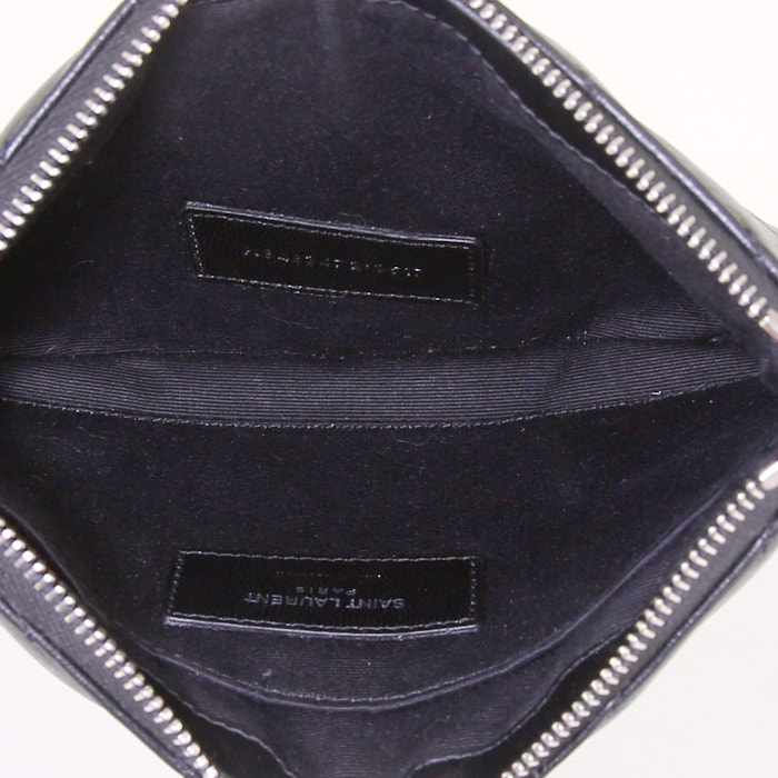 Saint Laurent College pouch in black chevron quilted leather - Detail D2