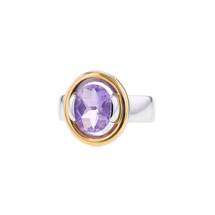 Poiray Ma Préférence ring in white gold,  yellow gold and colored stones - Detail D1