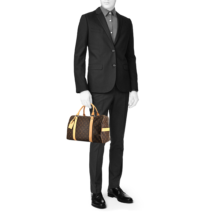 Louis Vuitton Carryall weekend bag in brown monogram canvas and natural leather - Detail D1