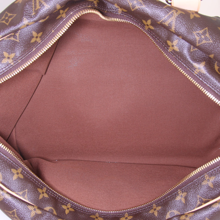 Louis Vuitton Carryall weekend bag in brown monogram canvas and natural leather - Detail D2