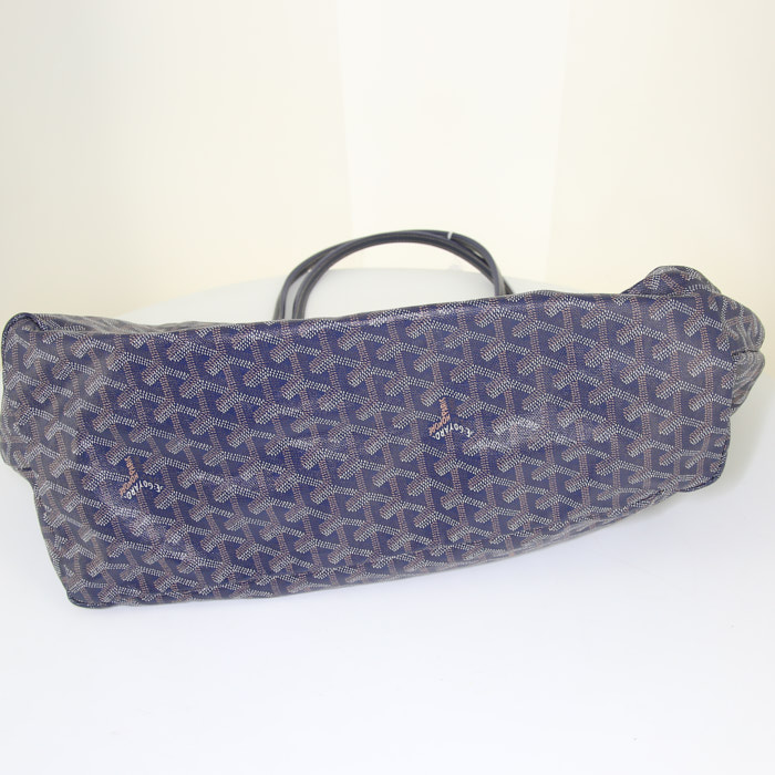 Bolso Cabás Goyard Saint-Louis modelo grande en lona monogram azul y cuero azul - Detail D4