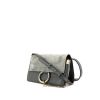 Chloé Faye small model shoulder bag in suede and grey blue leather - 00pp thumbnail